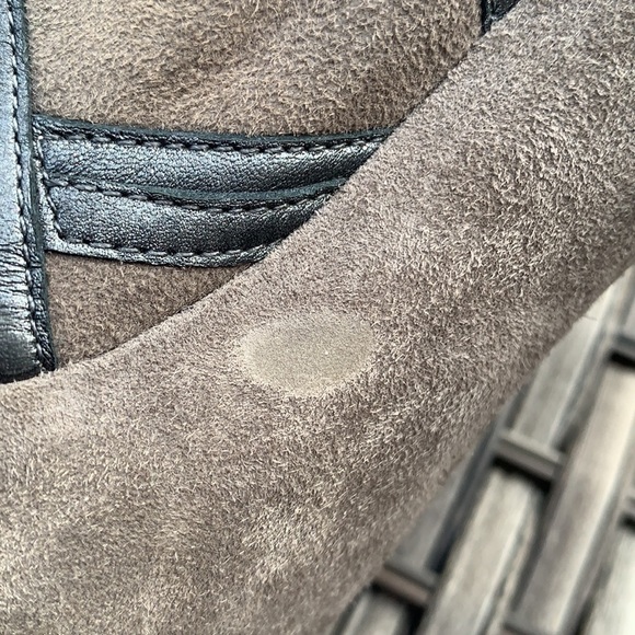 Via SPIGA Ivie Gray Suede & Leather Peep Toe Heels - Picture 10 of 16